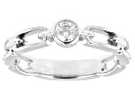White Lab-Grown Diamond F-G VS Rhodium Over Sterling Silver Paperclip Solitaire Ring 0.20ct
