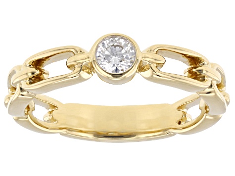 White Lab-Grown Diamond F-G VS 14k Yellow Gold Over Sterling Silver Paperclip Solitaire Ring 0.20ct