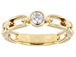 White Lab-Grown Diamond F-G VS 14k Yellow Gold Over Sterling Silver Paperclip Solitaire Ring 0.20ct
