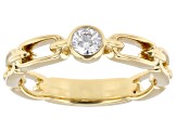 White Lab-Grown Diamond F-G VS 14k Yellow Gold Over Sterling Silver Paperclip Solitaire Ring 0.20ct