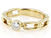 White Lab-Grown Diamond F-G VS 14k Yellow Gold Over Sterling Silver Paperclip Solitaire Ring 0.20ct