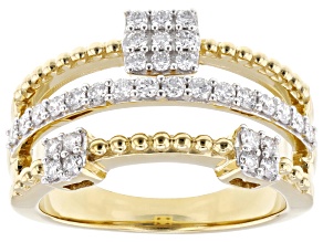White Lab-Grown Diamond F-G SI 14k Yellow Gold Over Sterling Silver Open Design Ring 0.50ctw