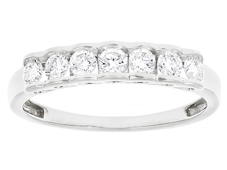 White Lab-Grown Diamond F-G SI Rhodium Over Sterling Silver Band