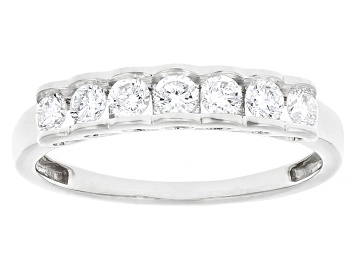 Picture of White Lab-Grown Diamond F-G SI Rhodium Over Sterling Silver Band Ring 0.45ctw