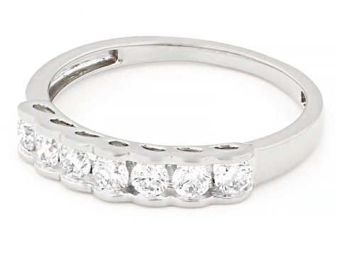 White Lab-Grown Diamond F-G SI Rhodium Over Sterling Silver Band Ring 0.45ctw