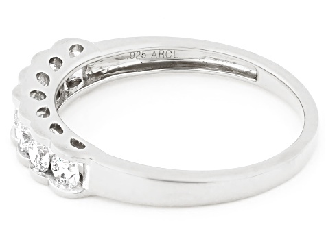 White Lab-Grown Diamond F-G SI Rhodium Over Sterling Silver Band Ring 0.45ctw