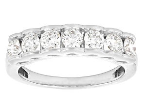White Lab-Grown Diamond F-G SI Rhodium Over Sterling Silver Band Ring 1.00ctw