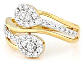 White Lab-Grown Diamond F-G SI 14k Yellow Gold Over Sterling Silver Bypass Ring 0.50ctw