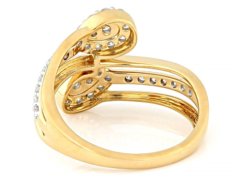 White Lab-Grown Diamond F-G SI 14k Yellow Gold Over Sterling Silver Bypass Ring 0.50ctw