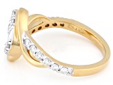 Round and Baguette White Lab-Grown Diamond F-G SI 14k Yellow Gold Over Silver Crossover Ring 0.45ctw