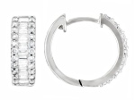 White Round and Baguette Lab-Grown Diamond F-G SI Rhodium Over Silver Huggie Earrings 0.75ctw