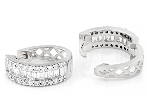 White Round and Baguette Lab-Grown Diamond F-G SI Rhodium