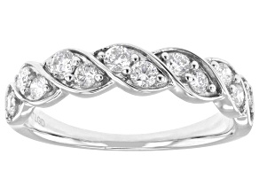 White Lab-Grown Diamond H SI 10k White Gold Band Ring 0.50ctw