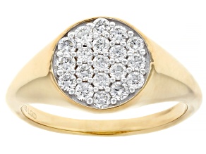 White Lab-Grown Diamond H SI1 14k Yellow Gold Over Sterling Silver Cluster Ring 0.50ctw