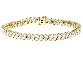 White Lab-Grown Diamond H SI1 10k Yellow Gold Tennis Bracelet 5.00ctw