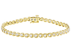 White Lab-Grown Diamond H SI1 14k Yellow Gold Over Sterling Silver Tennis Bracelet 1.00ctw