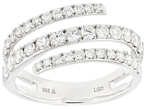 White Lab-Grown Diamond H SI1 Rhodium Over Sterling Silver Bypass Ring 1.00ctw