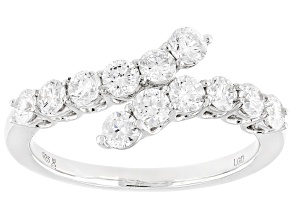 White Lab-Grown Diamond H SI1 Rhodium Over Sterling Silver Bypass Ring 1.00ctw