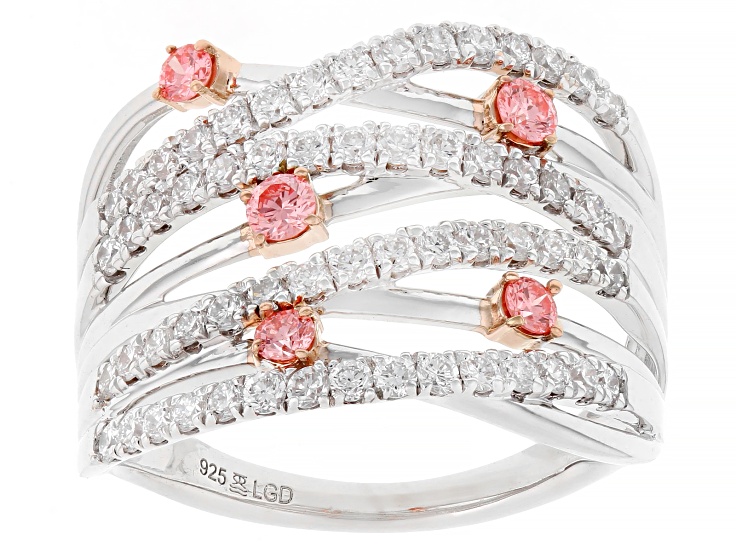 Pink and White Lab-Grown Diamond H SI1 Rhodium Over Sterling Pink and White Lab-Grown Diamond H SI1 Rhodium Over Sterling