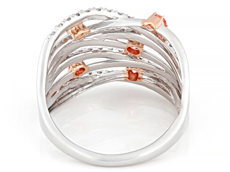 Pink and White Lab-Grown Diamond H SI1 Rhodium Over Sterling