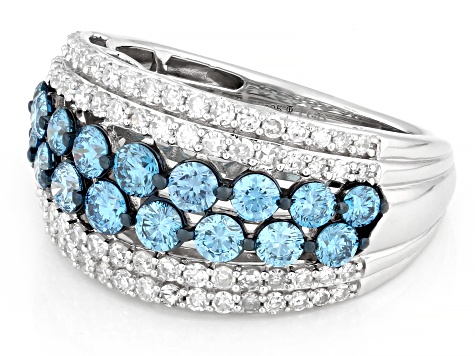 Blue and White Lab-Grown Diamond H SI1 Rhodium Over Sterling