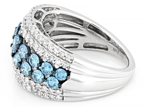 Blue and White Lab-Grown Diamond H SI1 Rhodium Over Sterling