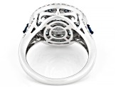 Blue and White Lab-Grown Diamond H SI1 Rhodium Over Sterling Silver Halo Ring 2.00ctw