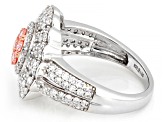 Pink and White Lab-Grown Diamond H SI1 Rhodium Over Sterling Silver Cluster Ring 1.50ctw