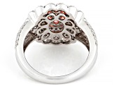 Pink and White Lab-Grown Diamond H SI1 Rhodium Over Sterling Silver Cluster Ring 1.50ctw