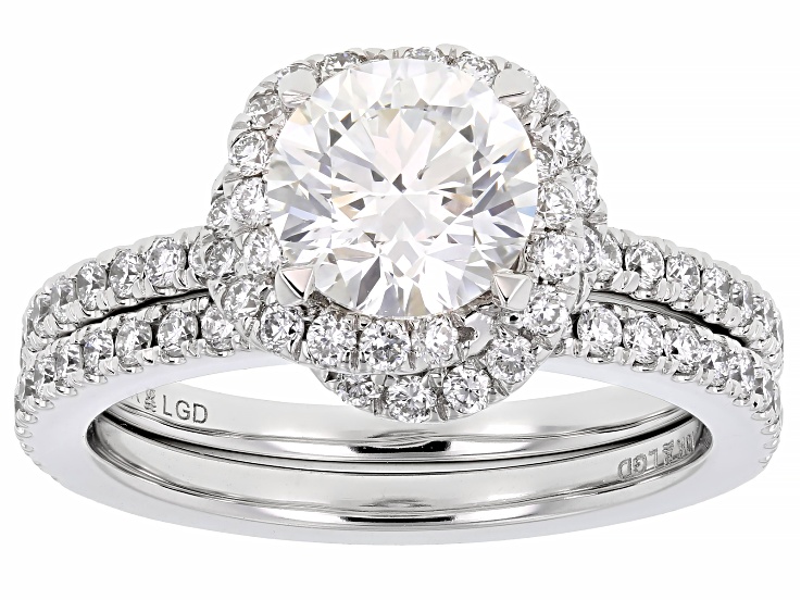 White Lab-Grown Diamond Certified H SI1 10k White Gold Halo