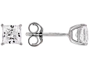 Princess Cut White Lab-Grown Diamond H SI1 10K White Gold Solitaire Stud Earrings 1.00ctw