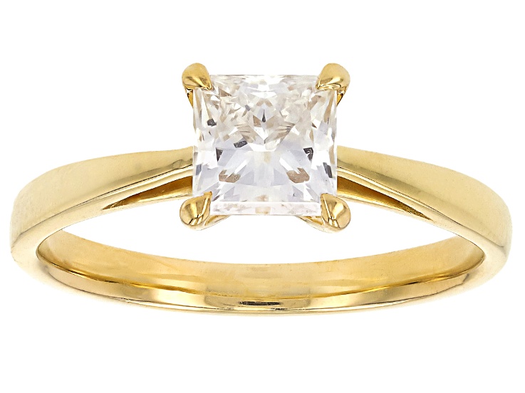 Princess Cut White Lab-Grown Diamond H SI1 10K Yellow Gold Solitaire Ring 0.95ct