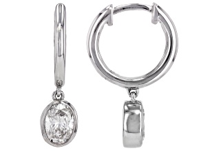 White Lab-Grown Diamond H SI1 Rhodium Over Sterling Silver Huggie Earrings 1.00ctw
