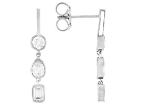 Multi-Shape White Lab-Grown Diamond F-G SI 10K White Gold Dangle Earrings 1.10ctw