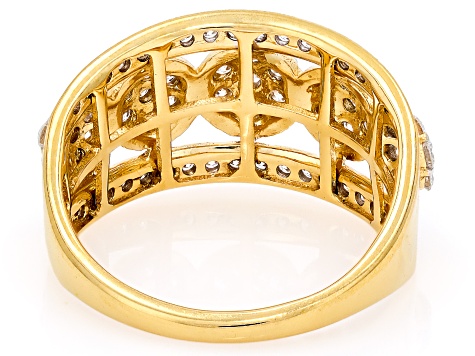 White Lab-Grown Diamond H SI1 14K Yellow Gold Over Sterling