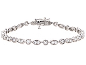 White Lab-Grown Diamond H SI1 Rhodium Over Sterling Silver Tennis Bracelet 2.00ctw