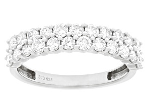 White Lab-Grown Diamond G-H SI1 Rhodium Over Sterling Silver Band Ring 1.00ctw