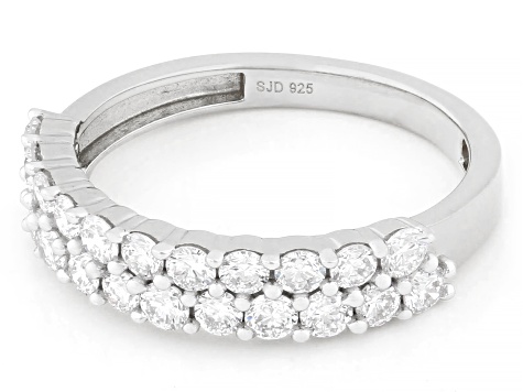 White Lab-Grown Diamond G-H SI1 Rhodium Over Sterling Silver Band Ring 1.00ctw