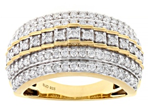 White Lab-Grown Diamond G-H SI1 14K Yellow Gold Over Sterling Silver Band Ring 1.00ctw