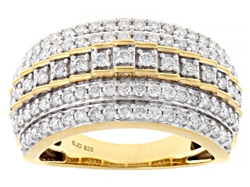 Picture of White Lab-Grown Diamond G-H SI1 14K Yellow Gold Over Sterling Silver Band Ring 1.00ctw