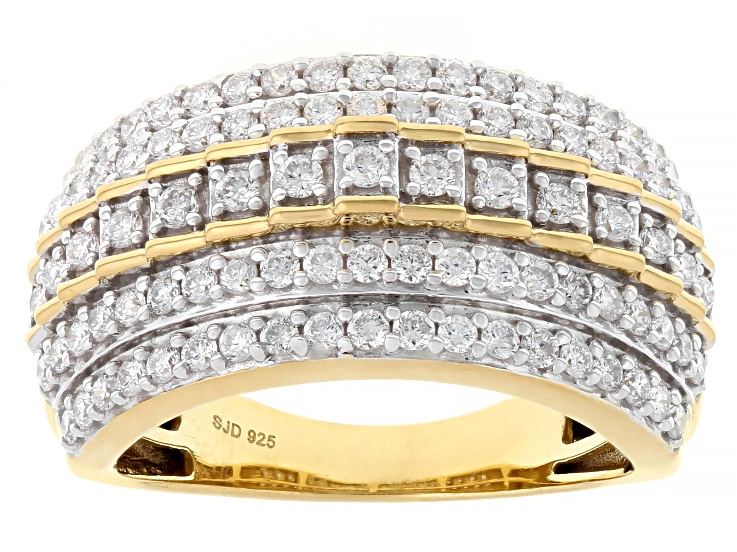 White Lab-Grown Diamond G-H SI1 14K Yellow Gold Over Sterling Silver Band Ring 1.00ctw