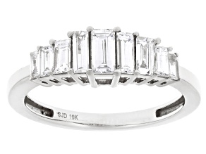 Baguette White Lab-Grown Diamond G-H SI1 10K White Gold  Band Ring 0.75ctw