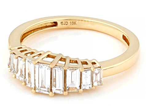 Baguette White Lab-Grown Diamond G-H SI1 10K Yellow Gold  Band Ring 0.75ctw