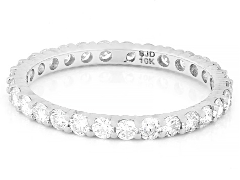 White Lab-Grown Diamond G-H SI 10K White Gold Eternity Band Ring 1.00ctw