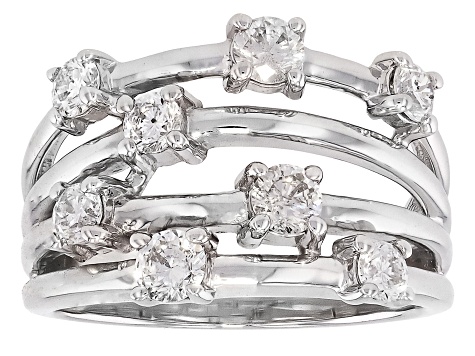 White Lab-Grown Diamond G-H SI Rhodium Over Sterling Silver Ring 0.95ctw