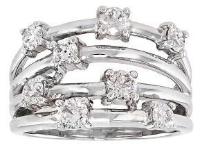 White Lab-Grown Diamond G-H SI Rhodium Over Sterling Silver Ring 0.95ctw