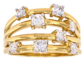 White Lab-Grown Diamond G-H SI 14K Yellow Gold Over Sterling Silver Ring 0.95ctw