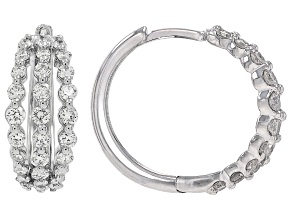 White Lab-Grown Diamond H SI Rhodium Over Sterling Silver Hoop Earrings 1.00ctw