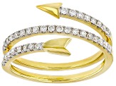 White Lab-Grown Diamond H SI 14K Yellow Gold Over Sterling Silver Arrow Bypass Ring 0.35ctw
