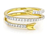 White Lab-Grown Diamond H SI 14K Yellow Gold Over Sterling Silver Arrow Bypass Ring 0.35ctw